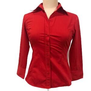 NY&C Stretch Button Down Shirts Long Sleeve Red XS